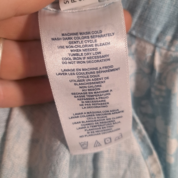 Chaps Linen Blend Size large tropical flower button up short sleeve shirt - Picture 5 of 6